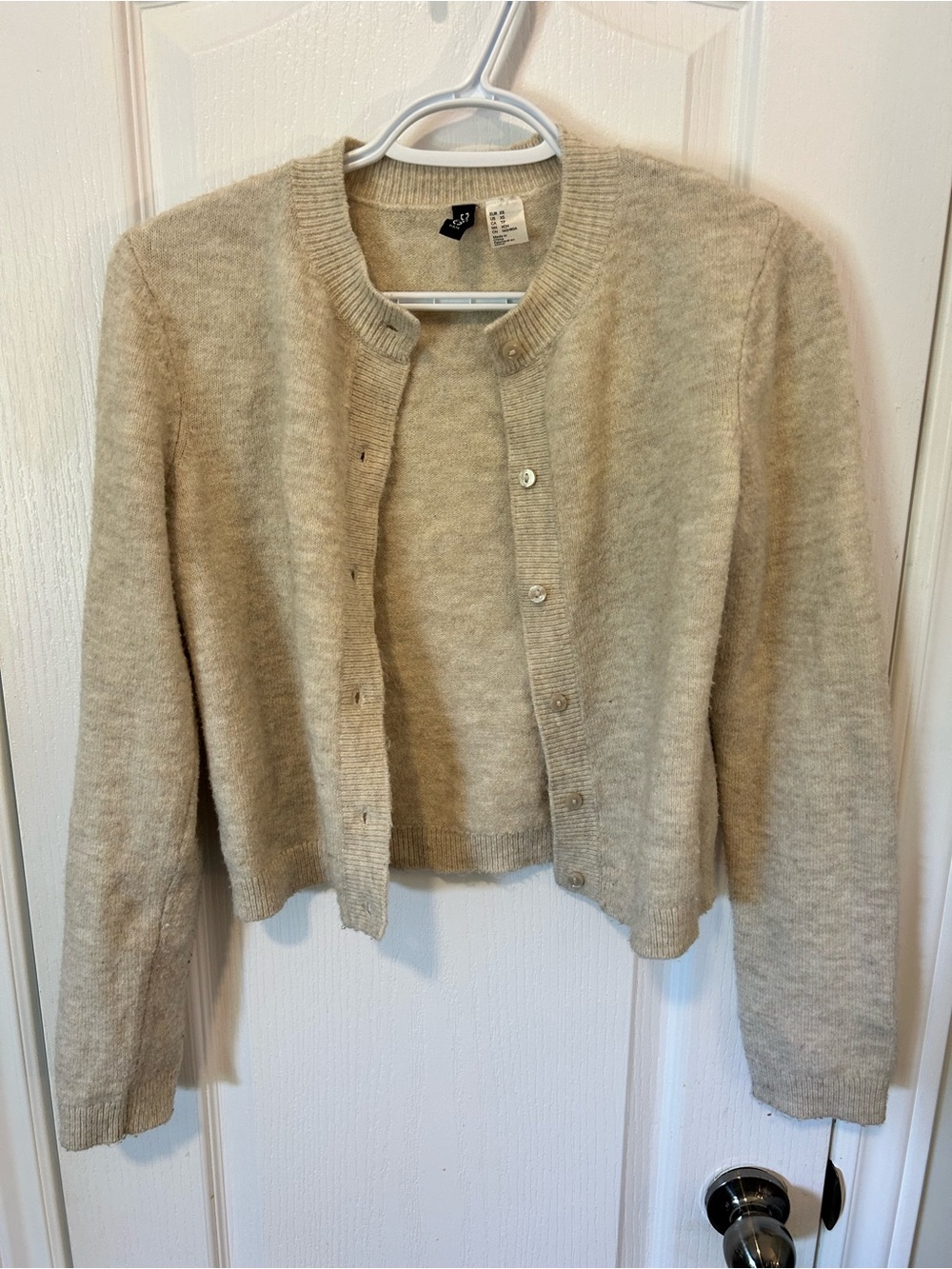 H&M Cream Button-Up Knit Cardigan